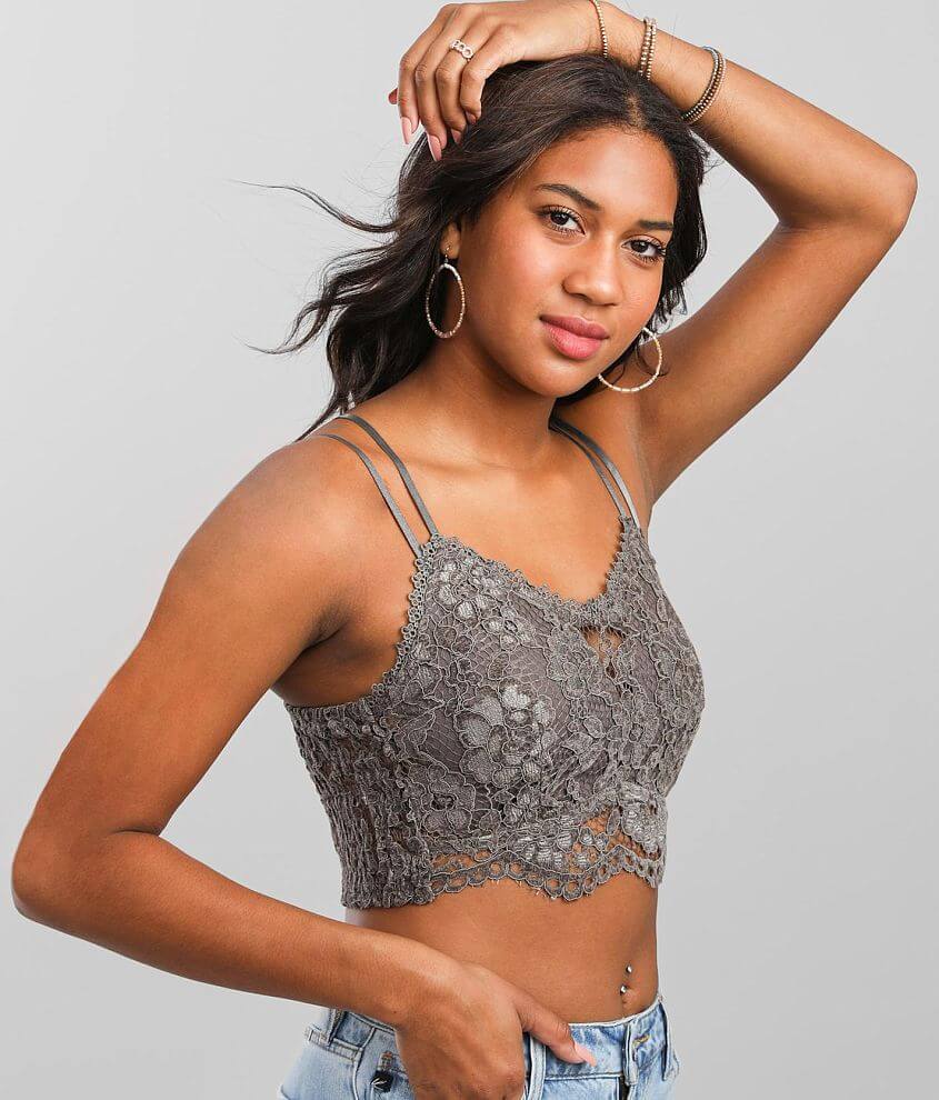 Willow &#38; Root Flocked Floral Lined Bralette front view