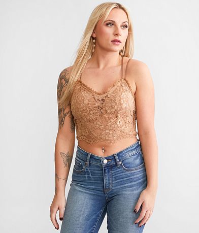 Free People Adella Lace Bralette - Women's Bandeaus/Bralettes in Avocado  Tree