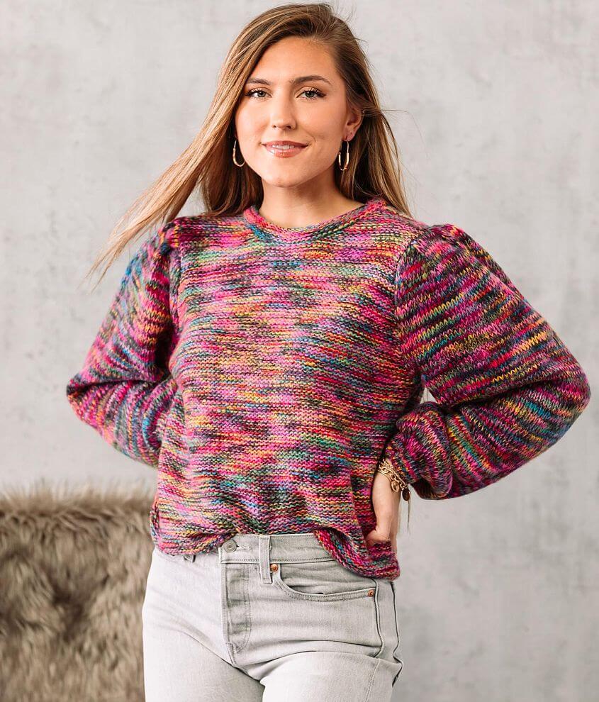 Willow &#38; Root Marled Rainbow Yarn Sweater front view