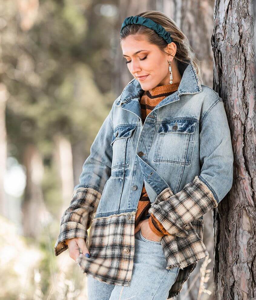 Plaid shop denim jacket