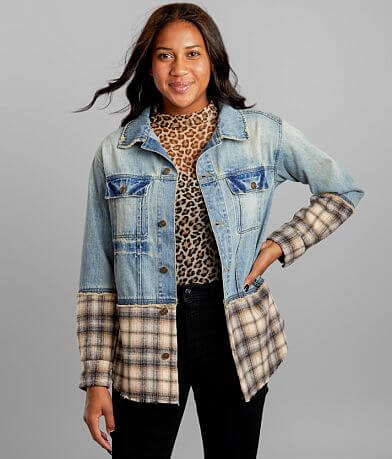Gimmicks Pieced Flannel Denim jacket full right side view