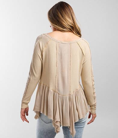 Gimmicks Handkerchief Hem Washed Thermal Top BACK