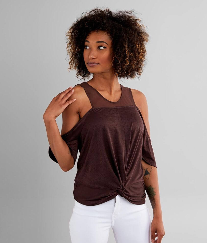 Willow &#38; Root Cold Shoulder Top front view