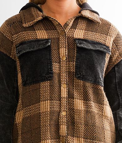 Gilded Intent Pieced Plaid &amp; Corduroy Shacket MISC_DETAIL_1