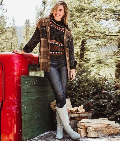 Gilded Intent Pieced Plaid &amp; Corduroy Shacket PROMOTION_1