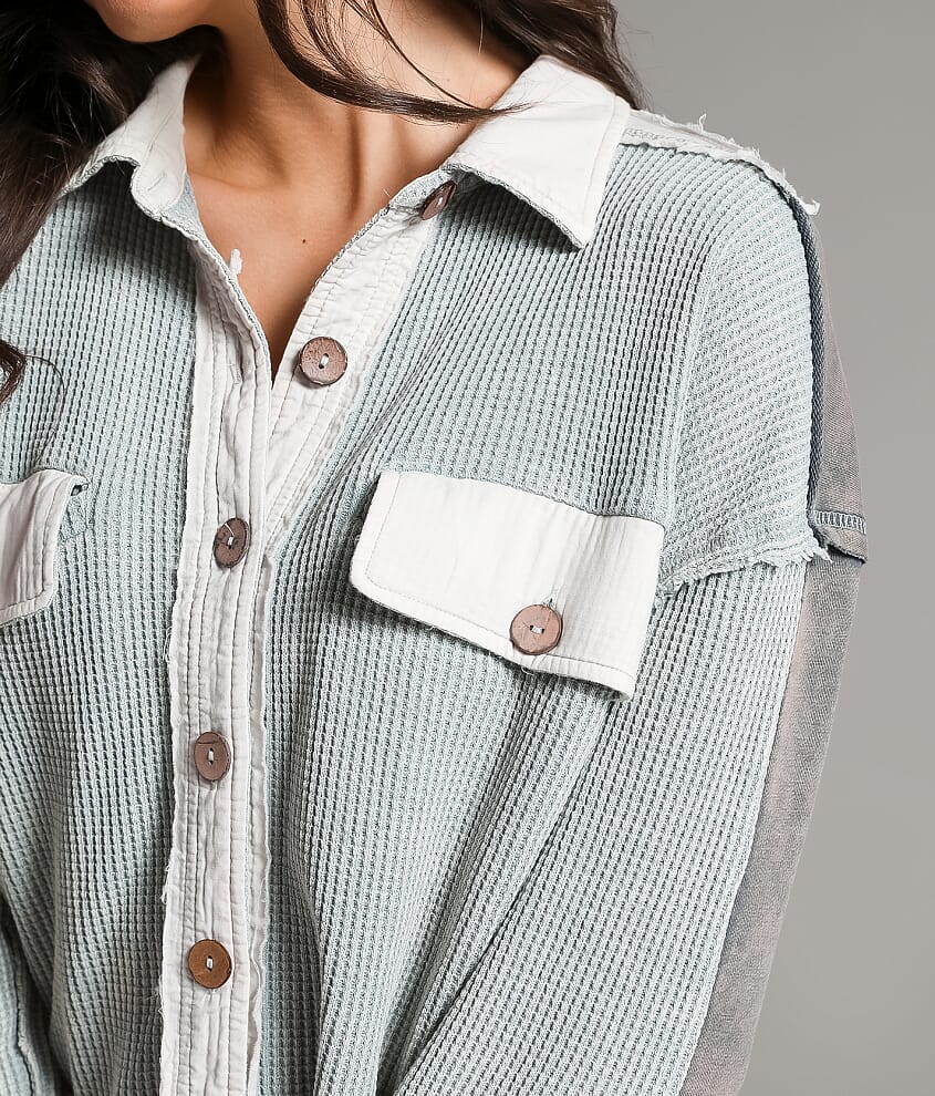 Washed Waffle Knit Shirt - thumbnail 5