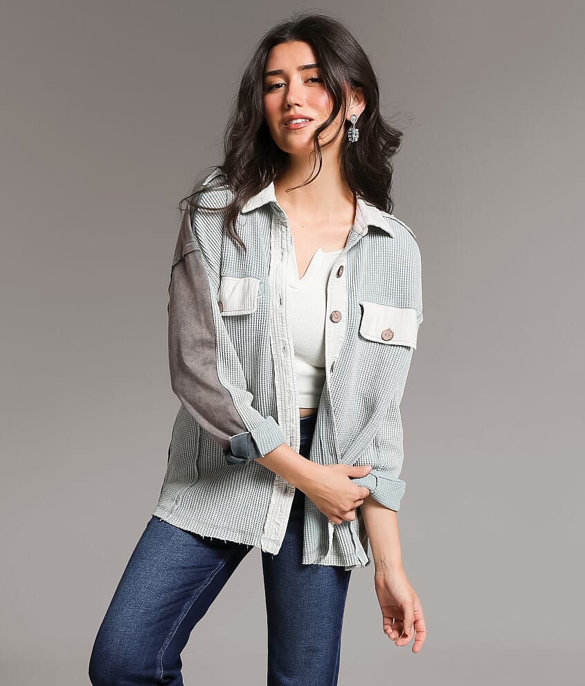 Washed Waffle Knit Shirt - thumbnail 7