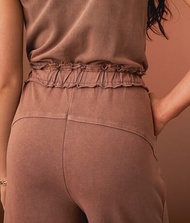 Washed Crochet Inset Wide Leg Jumpsuit thumbnail 4