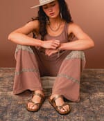Gimmicks Washed Crochet Inset Wide Leg Jumpsuit - Women's Rompers