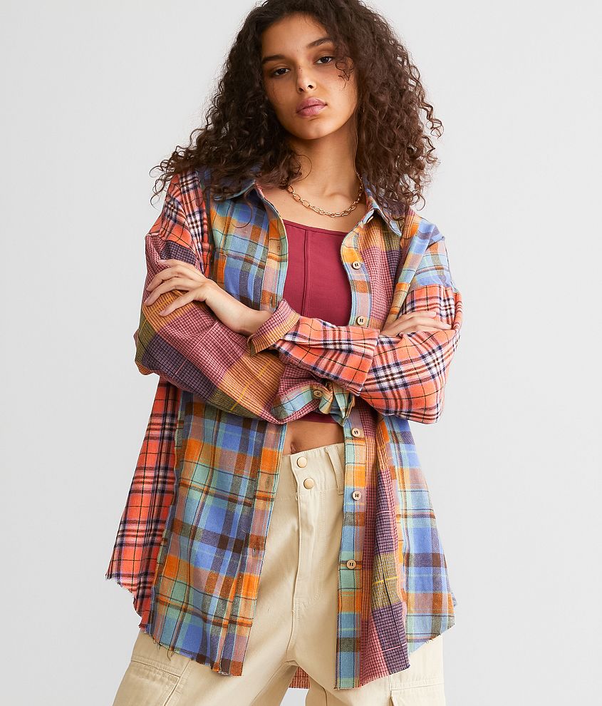 Gilded Intent Mixed Plaid Shirt - Women's Shirts/Blouses in Multi