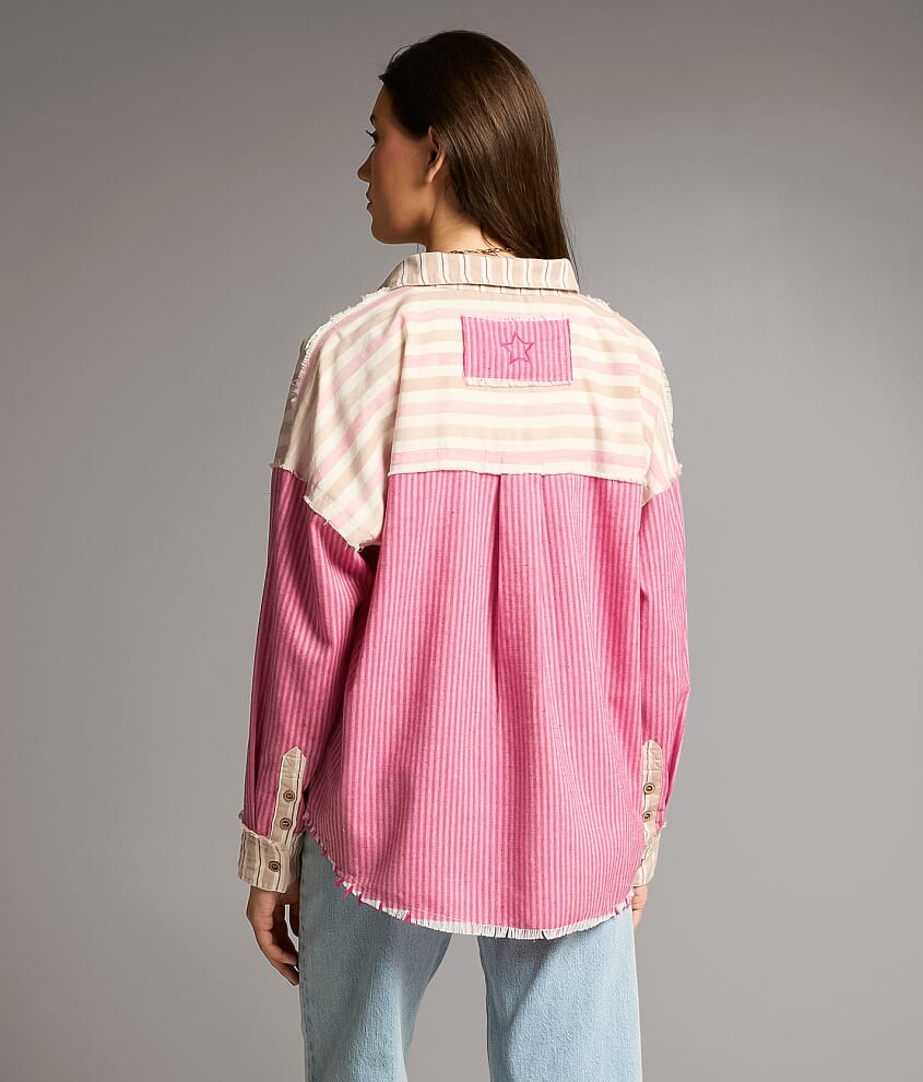 Striped Raw Edge Shirt