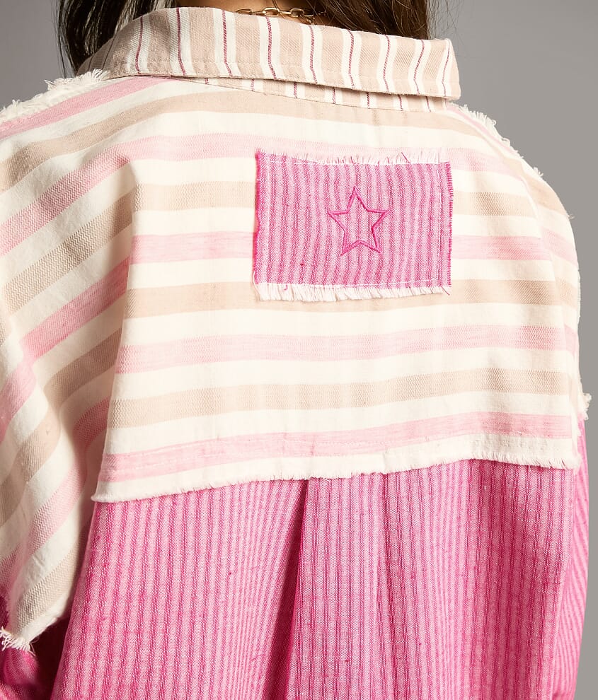 Striped Raw Edge Shirt - thumbnail 4