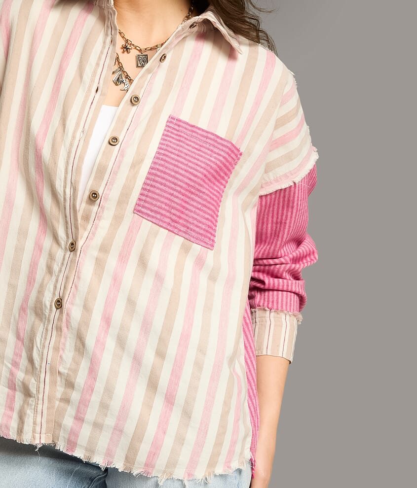 Striped Raw Edge Shirt - thumbnail 5