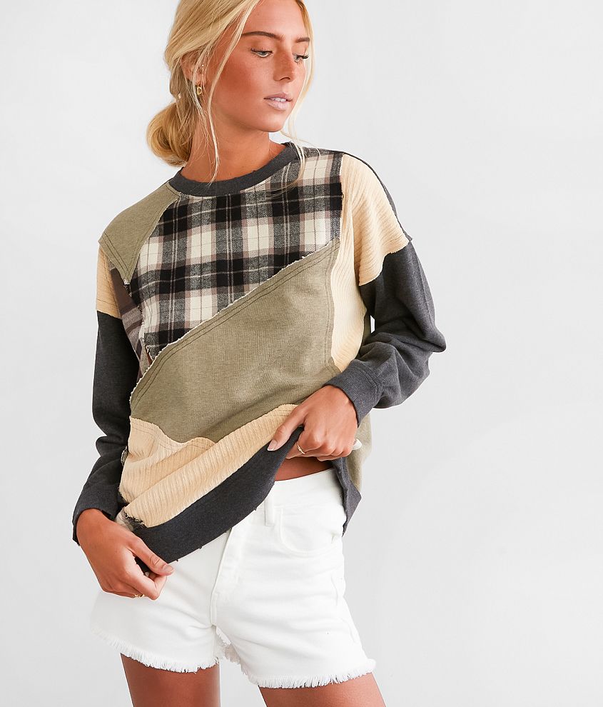 BKE Mixed Plaid Pullover front view