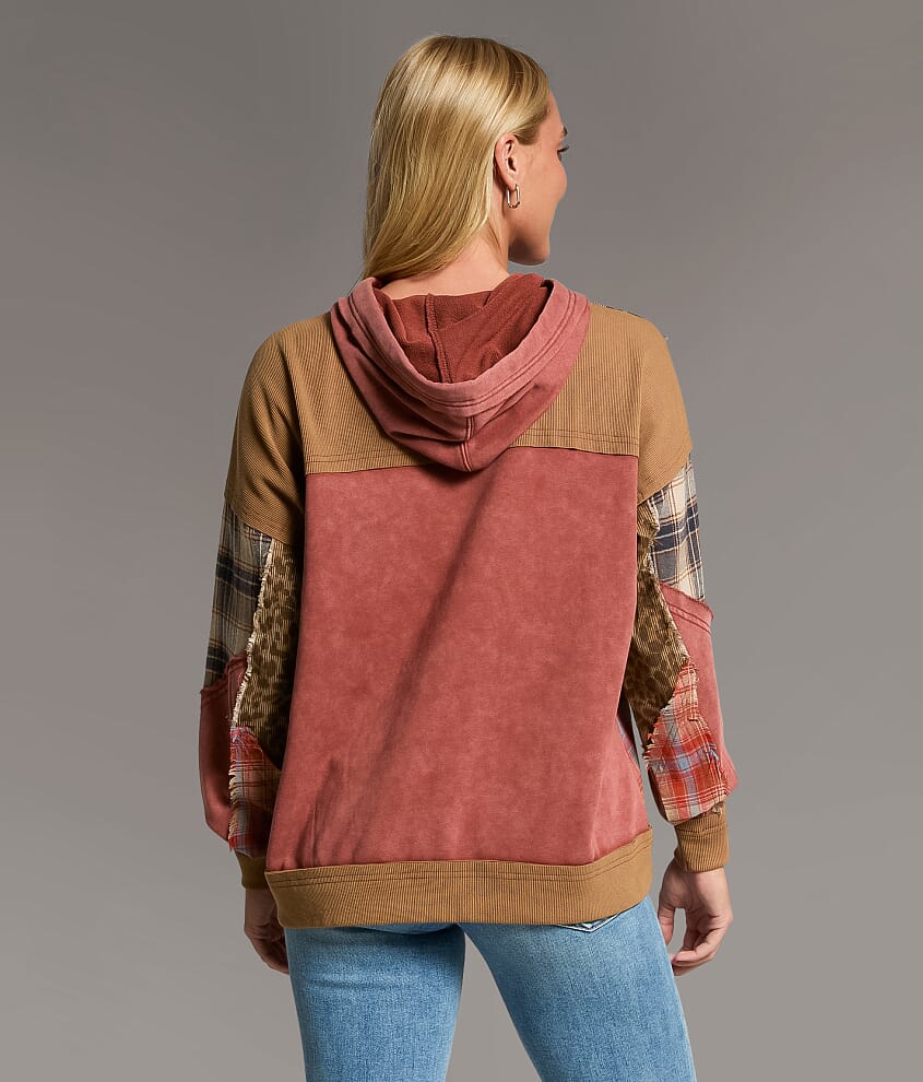 Pieced Cheetah &amp; Plaid Hoodie - thumbnail 3