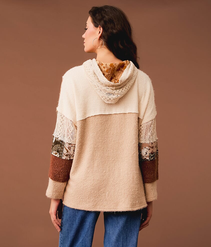 Mixed Rib Knit Hoodie - thumbnail 3