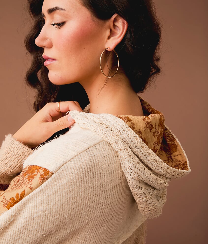 Mixed Rib Knit Hoodie - thumbnail 4