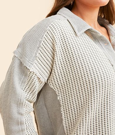 BKE Pieced Shacket misc detail 1 view