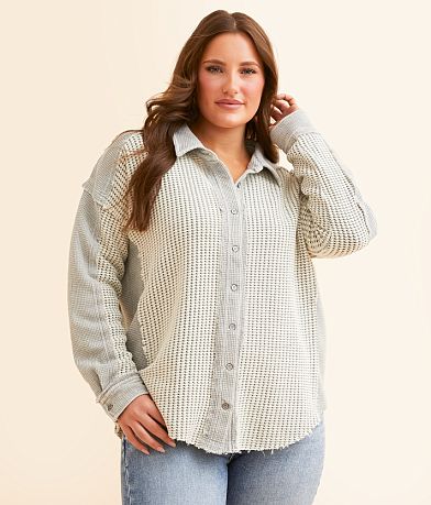 BKE Pieced Shacket full right side view