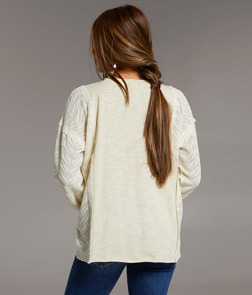 Pieced Raw Edge Lace Top - thumbnail 4