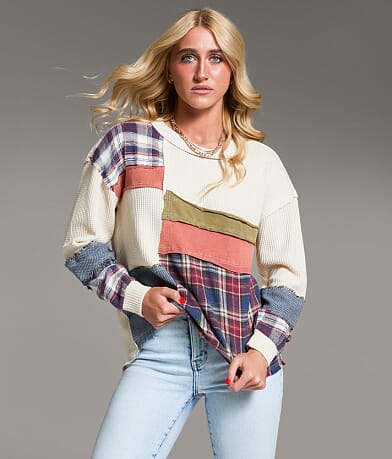 BKE Pieced Plaid Thermal front view