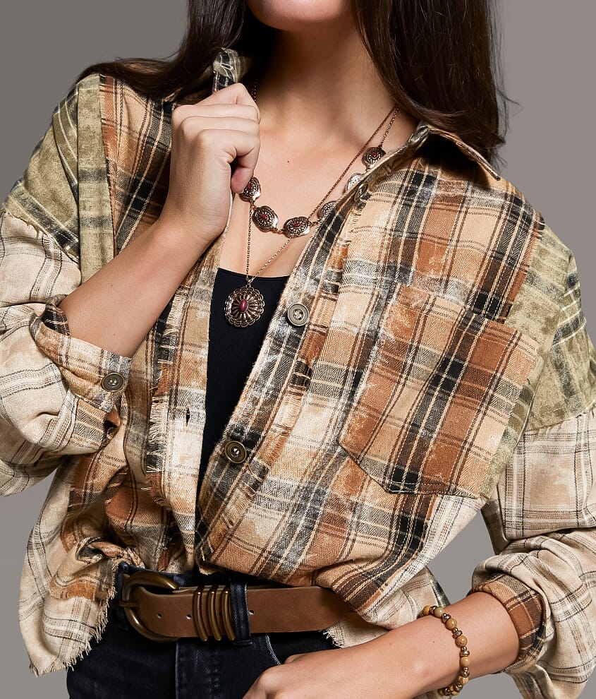 Frayed Flannel Boyfriend Shirt - thumbnail 4