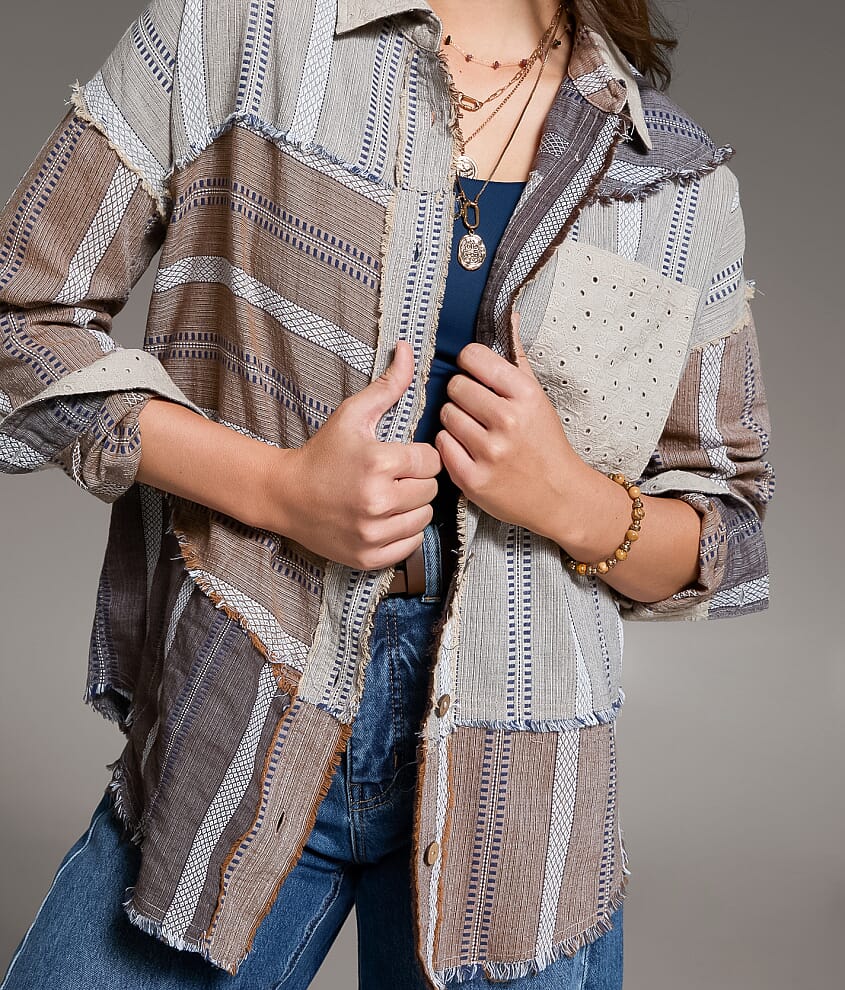 Frayed Mixed Media Shirt