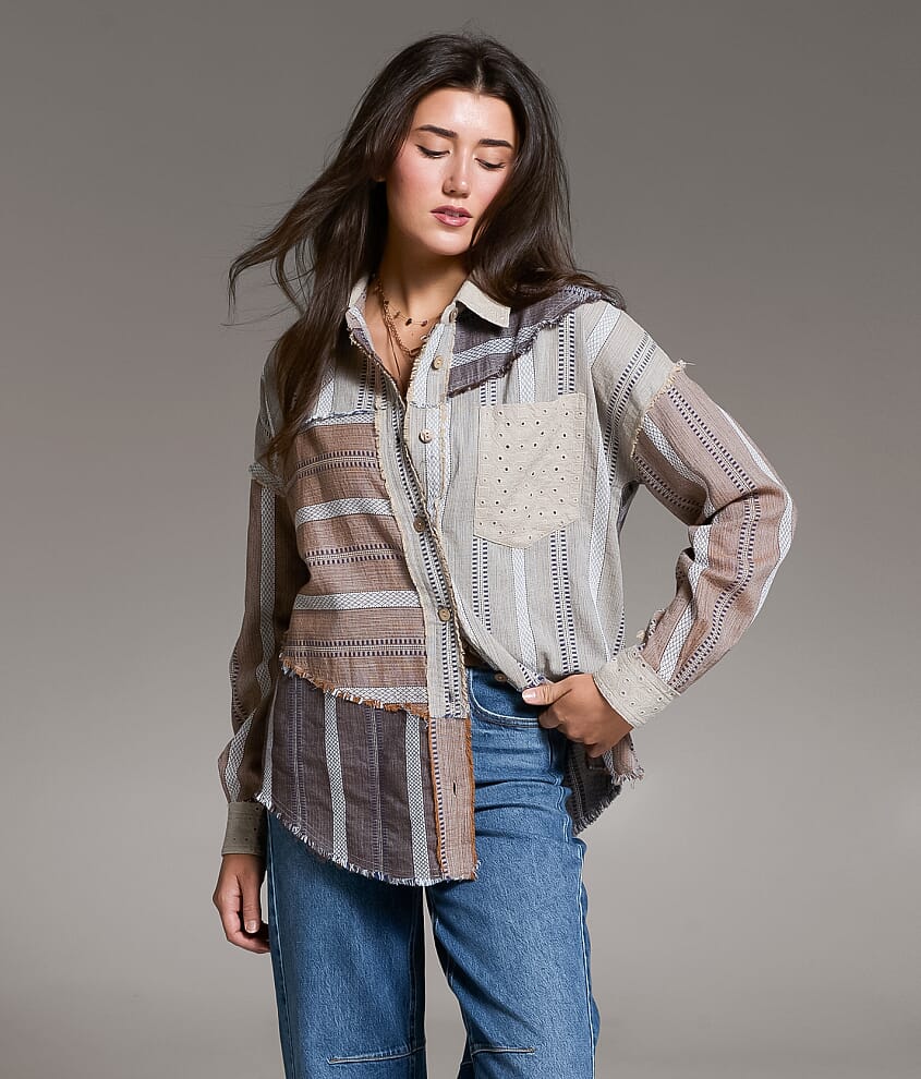 Frayed Mixed Media Shirt