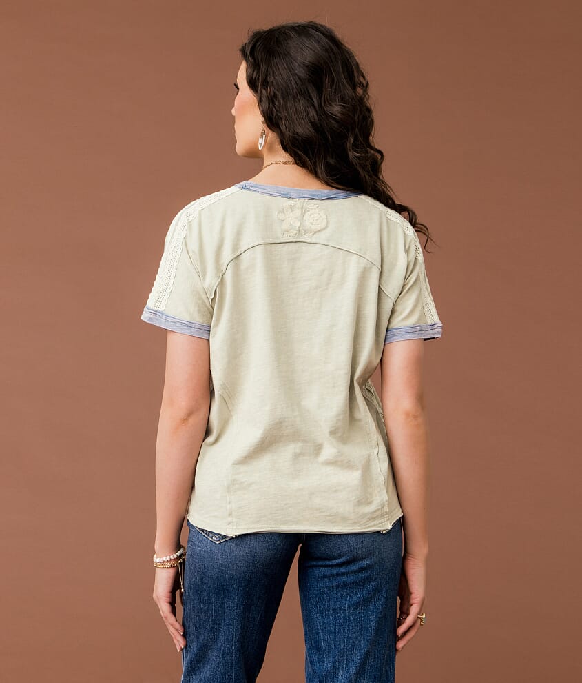 Embroidered Crochet T-Shirt