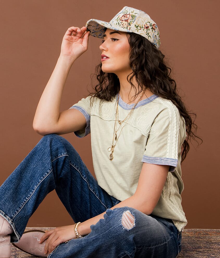 Embroidered Crochet T-Shirt