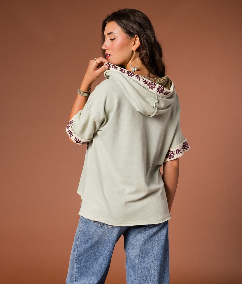 89 Floral Embroidered Patch Hoodie