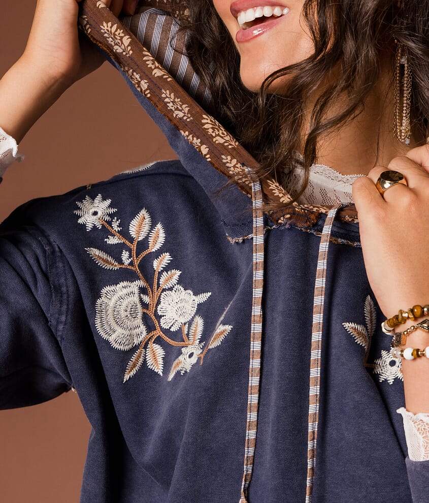 Floral Embroidered Hoodie
