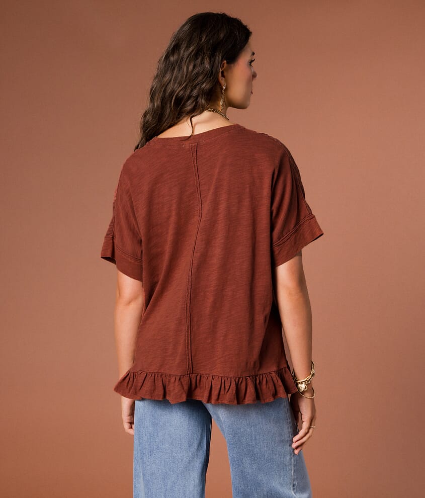 Floral Embroidered Ruffle Top