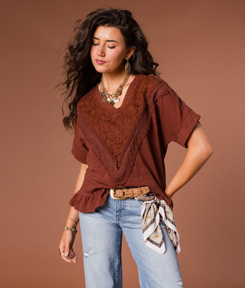 Floral Embroidered Ruffle Top