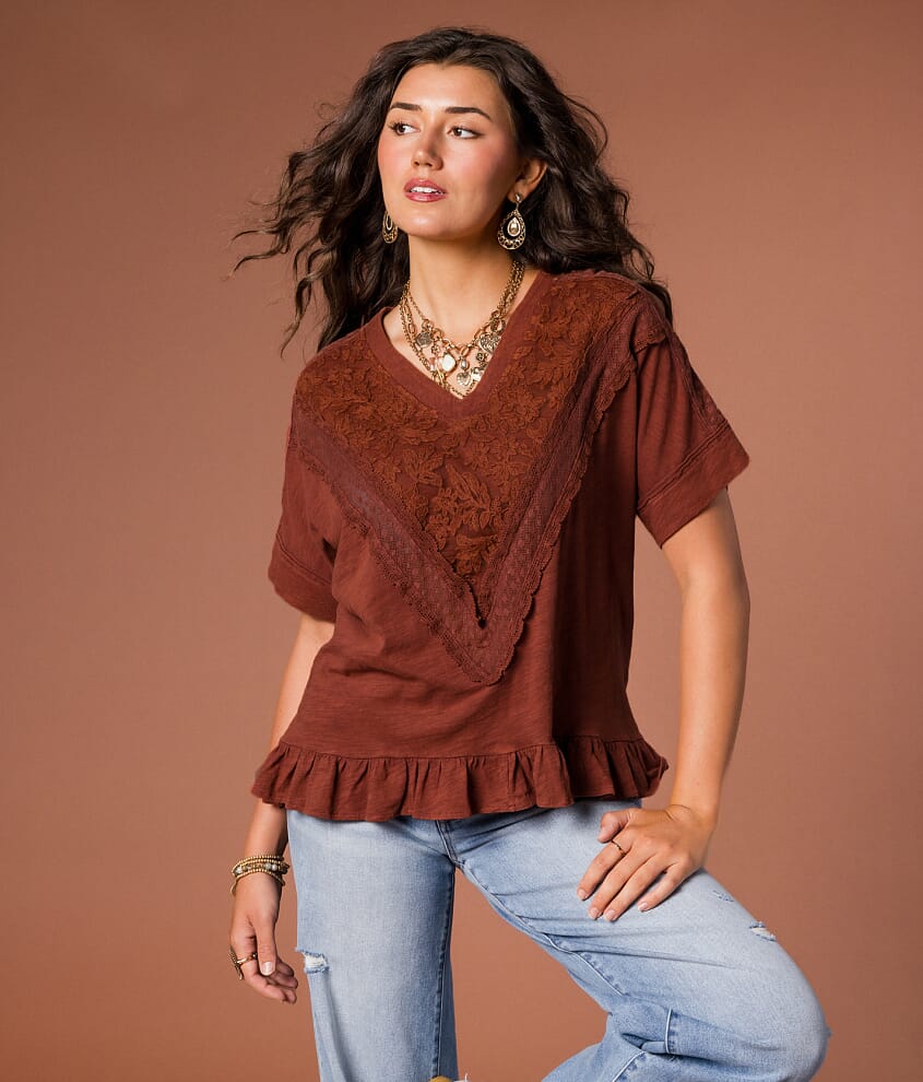 Floral Embroidered Ruffle Top - thumbnail 3