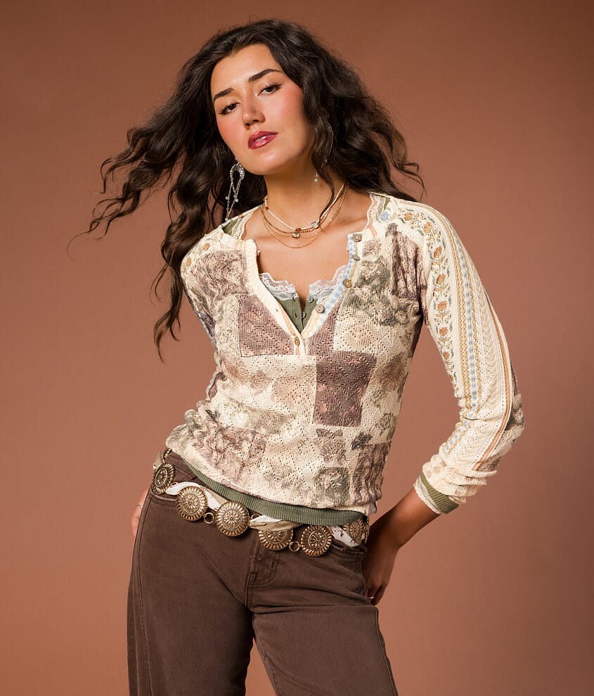 Patchwork Pointelle Henley