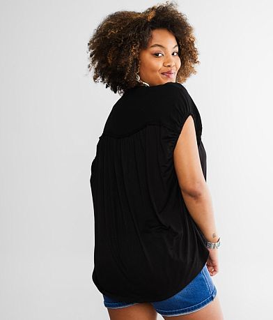 BKE Raw Edge Henley Tank Top BACK