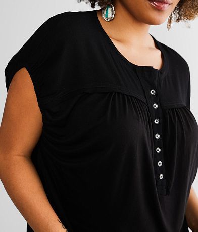 BKE Raw Edge Henley Tank Top MISC_DETAIL_1