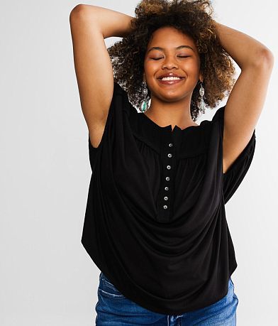 BKE Raw Edge Henley Tank Top front view