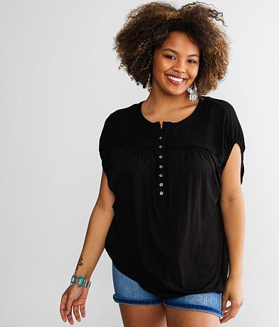 BKE Raw Edge Henley Tank Top FULL_RIGHT_SIDE