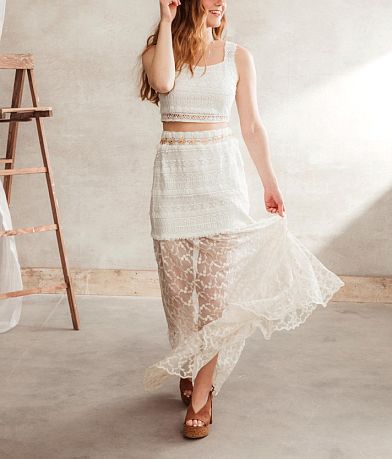 Gimmicks Eyelash Crochet Maxi Skirt front view