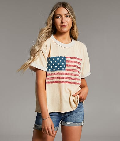 BKE Raw Edge Flag Patch T-Shirt full right side view