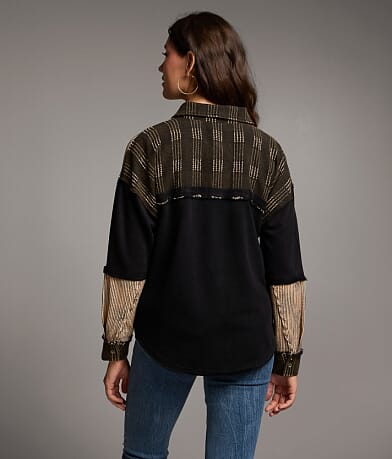 Raw Edge Striped Shacket thumbnail 4