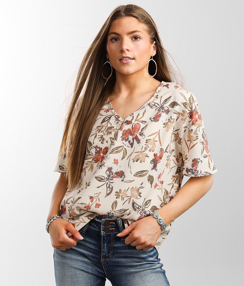 Buckle Black Woven Floral Top - Women\'s Shirts/Blouses in Cream Multi |  Buckle