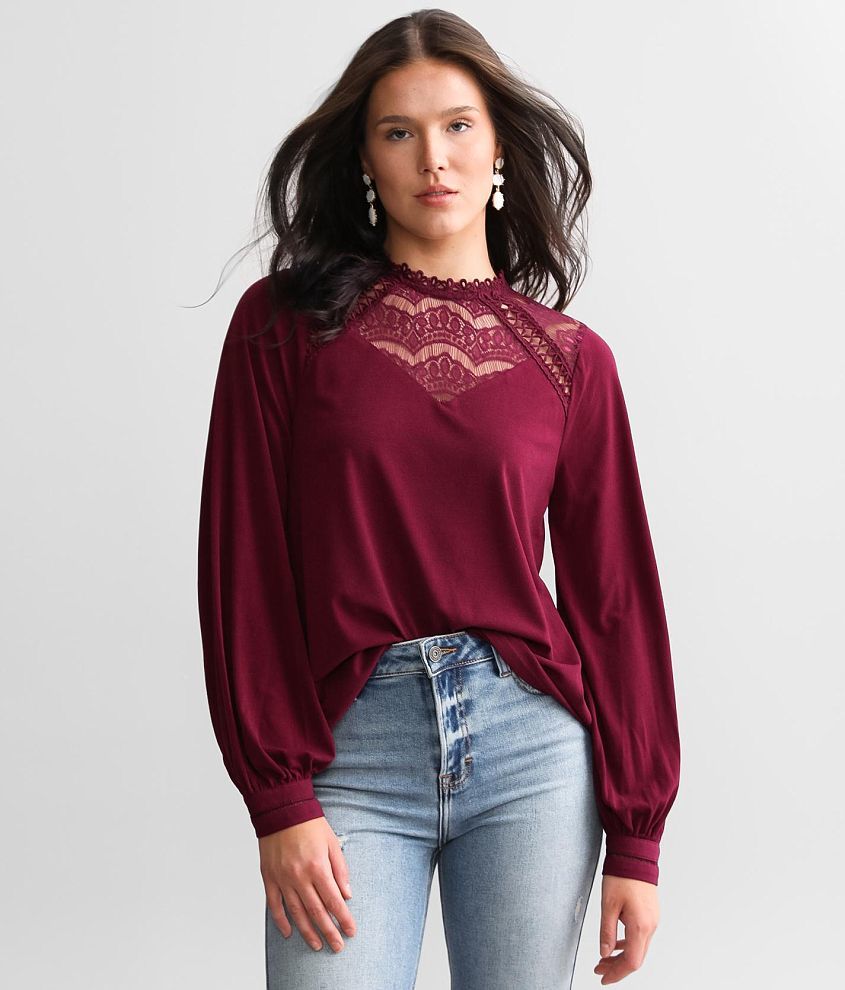 Buckle Black Lace Blouse - Women's Shirts/Blouses in Black