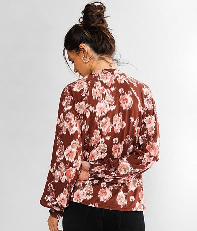 Buckle Black Floral Print Top BACK