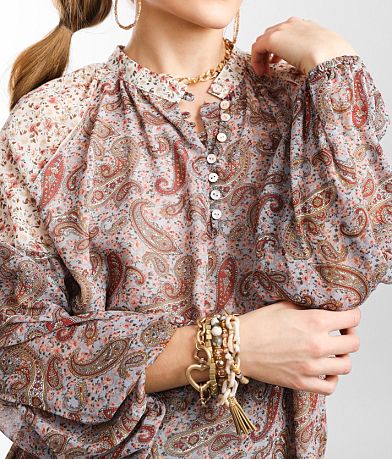 Gimmicks Paisley Chiffon Henley Blouse MISC_DETAIL_1