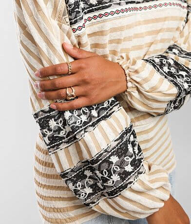 Gimmicks Striped Dolman Top misc detail 1 view