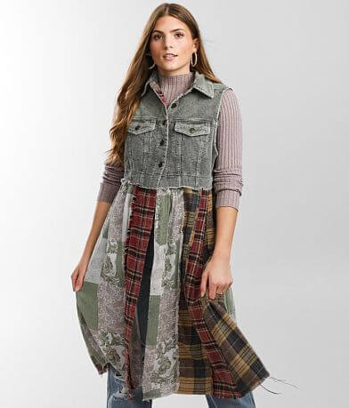 Gimmicks Mixed Corduroy Duster Vest full left side view