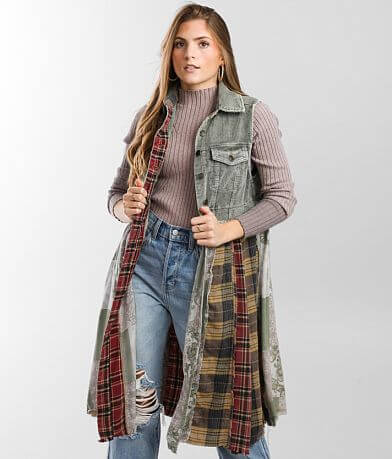 Gimmicks Mixed Corduroy Duster Vest full right side view